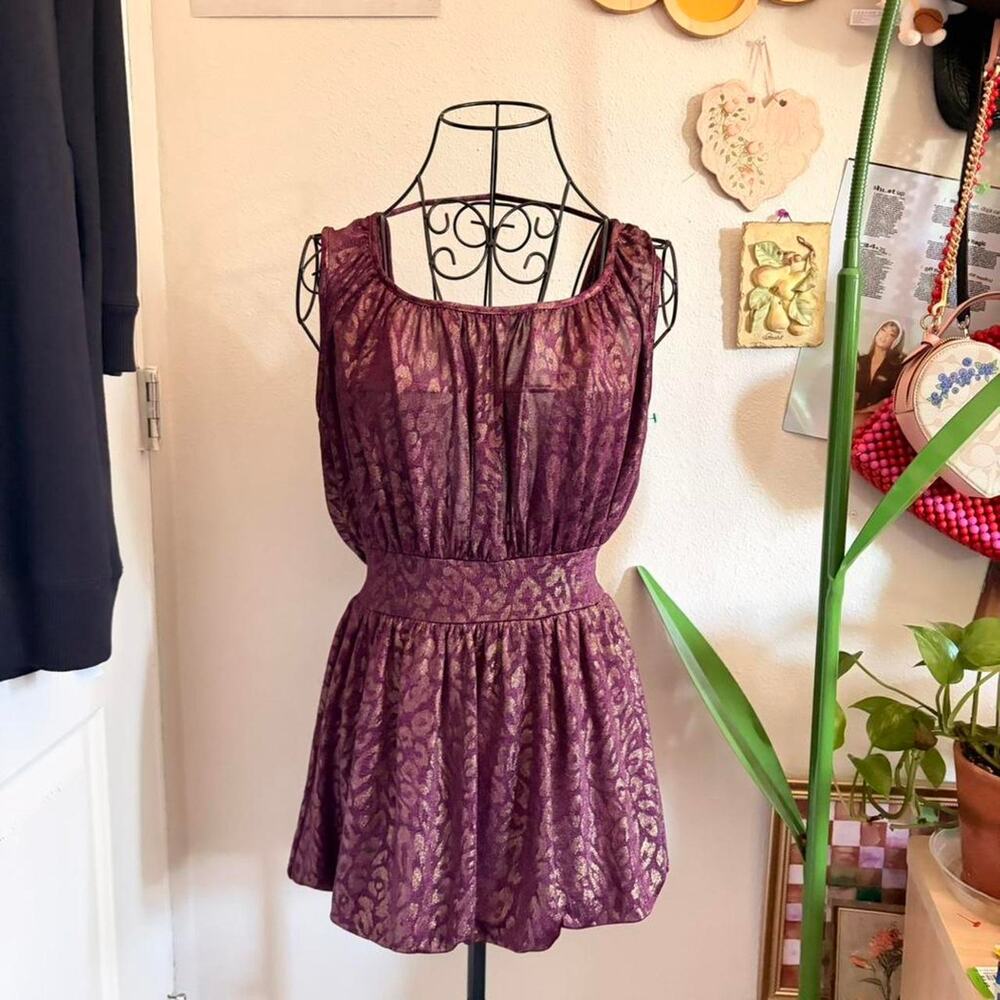 Forever 21 Vintage Purple Metallic Cheetah Mini Dress M